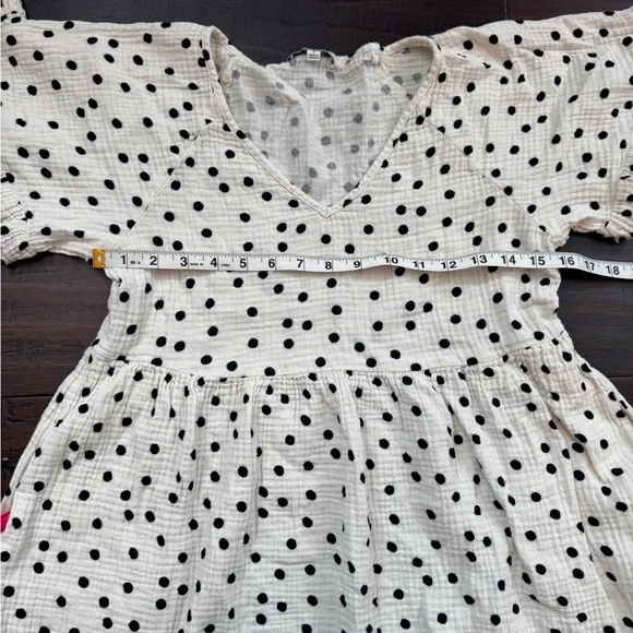 Madewell babydoll polka dot flutter sleeve cotton gauze mini tunic dress cream - Picture 7 of 11